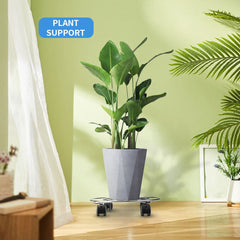 Plant Caddy Stand, Movable Flower Pot Tray, Stainless Steel Cylinder Trolley, Multipurpose Heavy Duty Stand with Wheels