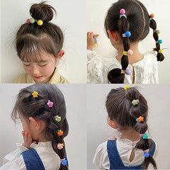 Pack Of 10 Hair Ponies, Multicolor Elastic Hair Tie, Charm Angel Girl Hair Pony, Cute Small Hair Ties For Girls, Elastic Hair Styling Accessories, Seamless Cotton Hair Ties