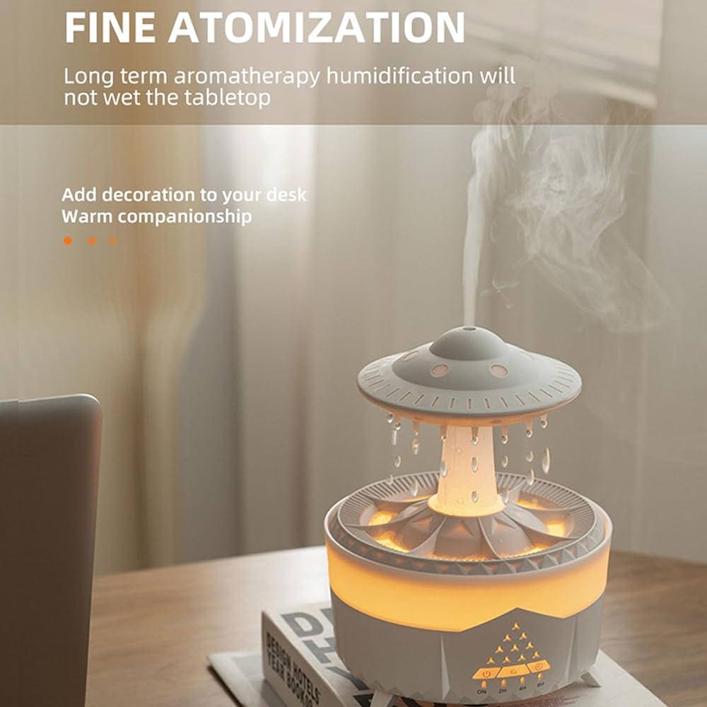 Rain Drop Mushroom Humidifier, Timing Colorful Night Light Essential Oil Diffuser, Ultrasonic RC Atomization Air Freshener, Relax Cloud Rain Diffuser, Airwall Air Humidifier, 300ml Humidifier with Timing Function for Home Office