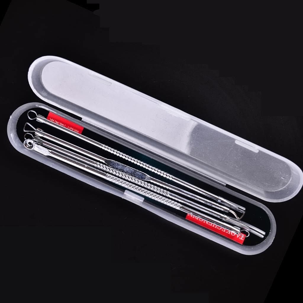 Set Of 4 Pimple Popper Needle, 4-In-1 Multifunctional Acne Needles, Blackhead Remover Tools, Spoon Face Skin Care Tools, Steel Blackhead Removal Kit, Women Beauty Acne Treatment Pore Cleanser Needle Hook, Comedone Extractor Remover Set for All Skin Types