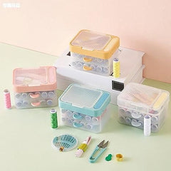 2 Layer Drawer Sewing Box, Portable Sewing Box With Sewing Accessories, Clothes Mending Essential, Basic Sewing Kit Accessory, Travel Small Sewing Kit, Home & Travelling Sewing Accessories