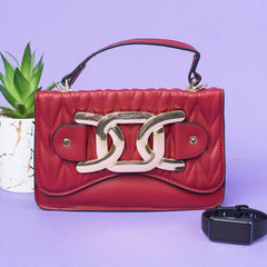 Shein - Red Crossbody Bag With Buckle