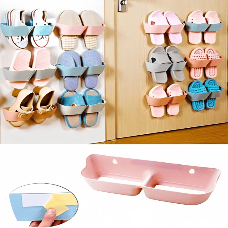 Space Slipper Organizer, Hidden Slipper Storage Rack, Wall Mounted Slipper Shelf, Kitchen Bathroom Slipper Rack, Sticky Slipper Organizer, Shoe Holder Organizer