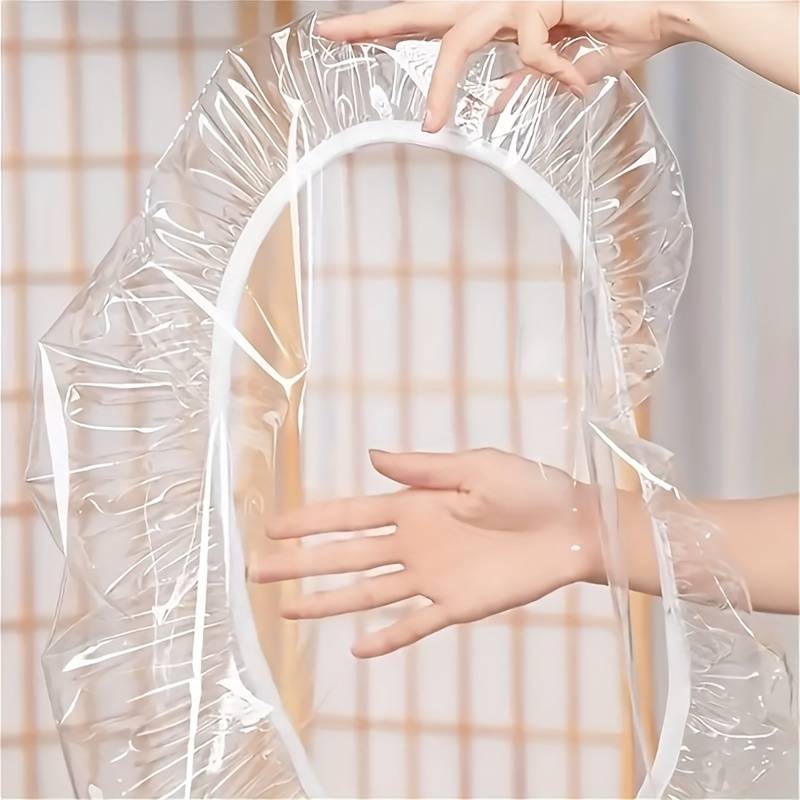Set Of 10 Disposable Table Cover, PVC Round Waterproof Cover, Transparent Elastic Edged Tablecloth, Home Disposable Table Protection Cover