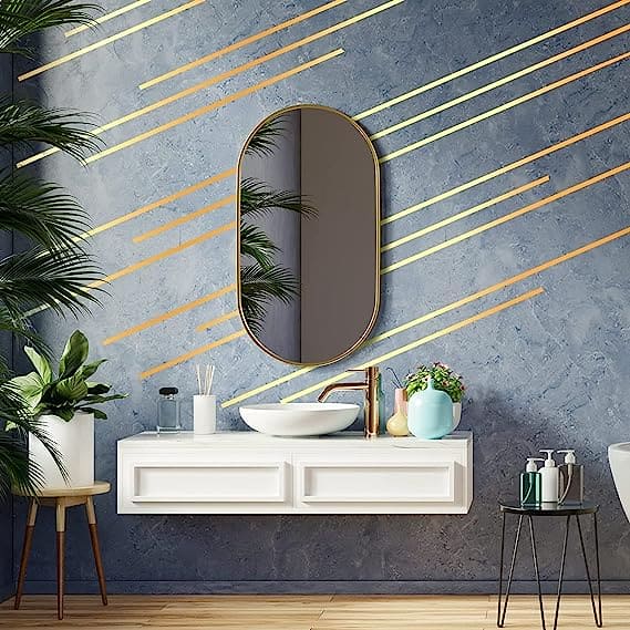 Metallic Floor Sealing Sticker, Tile Tape Sticker, Self Adhesive Sealing Foil Strips, Background Wall Home Decoration Caulk Tape,  Waterproof Seam Wall Stickers, Decoration Tape For Home Floor Tiles, Wall Decor, Gold Foil Self Adhesive Tile Stickers Tape