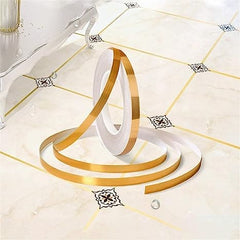Metallic Floor Sealing Sticker, Tile Tape Sticker, Self Adhesive Sealing Foil Strips, Background Wall Home Decoration Caulk Tape,  Waterproof Seam Wall Stickers, Decoration Tape For Home Floor Tiles, Wall Decor, Gold Foil Self Adhesive Tile Stickers Tape