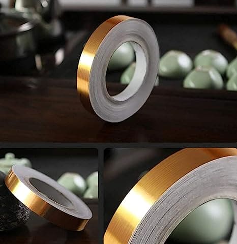 Metallic Floor Sealing Sticker, Tile Tape Sticker, Self Adhesive Sealing Foil Strips, Background Wall Home Decoration Caulk Tape,  Waterproof Seam Wall Stickers, Decoration Tape For Home Floor Tiles, Wall Decor, Gold Foil Self Adhesive Tile Stickers Tape