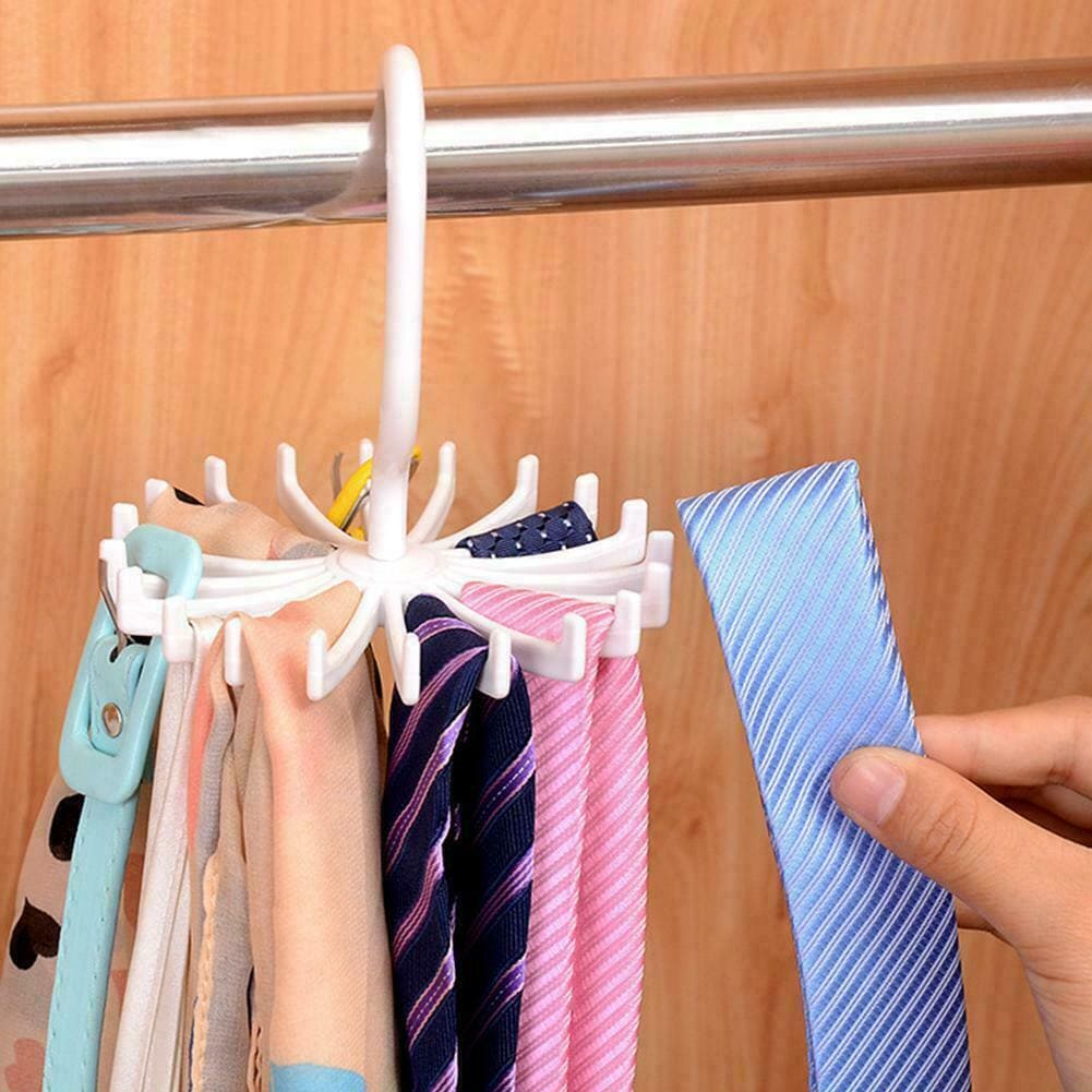 Tie Hanger, Twirl Tie Rack Holder, 20 Claw Rotating Scarf Hangers, Belt Scarves Hooks Hanger, Clothing Accessory Hanging Hook, Adjustable Tie Racks for Closet Organizer, Plastic Portable Tie Rack For Closets