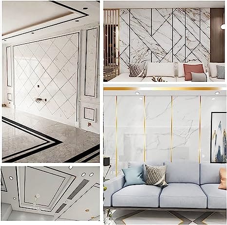 Metallic Floor Sealing Sticker, Tile Tape Sticker, Self Adhesive Sealing Foil Strips, Background Wall Home Decoration Caulk Tape,  Waterproof Seam Wall Stickers, Decoration Tape For Home Floor Tiles, Wall Decor, Gold Foil Self Adhesive Tile Stickers Tape