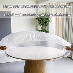 Set Of 10 Disposable Table Cover, PVC Round Waterproof Cover, Transparent Elastic Edged Tablecloth, Home Disposable Table Protection Cover