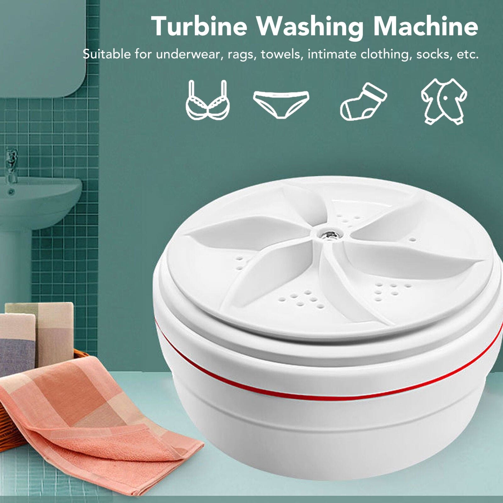 2 in 1 Ultrasonic Turbo Washing Machine, Portable Travel Washer, Air Bubble And Rotating Mini Ultrasonic Washing Machine,  Portable Removes Dirt Washer, USB Cable Machine for Travel