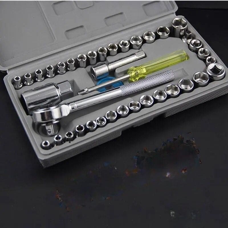 40 Pcs Socket Wrench, Automobile Maintenance & Repair Tools, Car Sleeve Tool Combination Set, Aiwa Combination Tool Set, Socket Organizer Kit With Combination Torque and Insulated Handles, Metric Socket Set