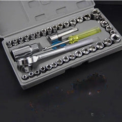 40 Pcs Socket Wrench, Automobile Maintenance & Repair Tools, Car Sleeve Tool Combination Set, Aiwa Combination Tool Set, Socket Organizer Kit With Combination Torque and Insulated Handles, Metric Socket Set
