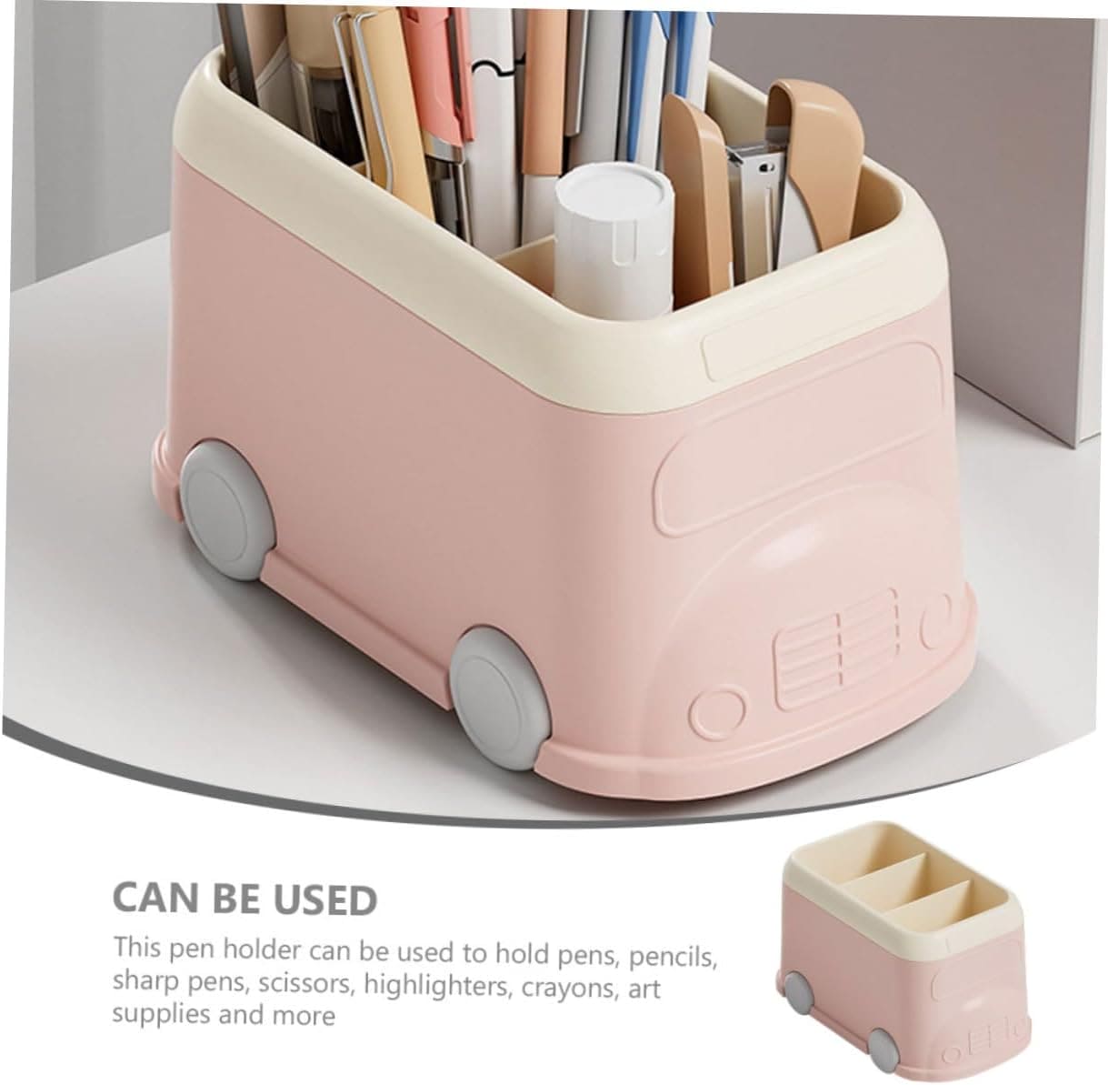 3 Compartment Van Desktop Organizer, Desk Organizer Storage Bucket, Cute Student Stationery Holder, Multifunctional Stationery Pencil Organizer, Large Capacity Desktop Storage Box, Cute Desktop Decoration Accessories