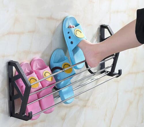 Over The Door Shoe Rack, Household Bathroom Slipper Racks, 3 In 1 Slipper Drainage Rack, Shoe Organizing Shelf, Save Space Shelf, Wall Mounted Stainless Steel Shoe Racks, Home Bathroom Kitchen Slipper Rack